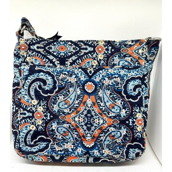 Vera Bradley Narrakesh Blue Orange Paisley Crossbody Bag Purse Tote - Picture 2 of 6